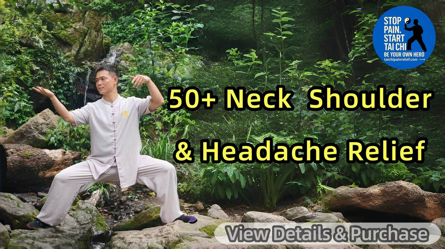 15-Minute Standing & Lying Tai Chi — Quick, natural relief for neck stiffness, tight shoulders, dull/achy pain, head pressure & throbbing; easier turning. Gentle, low-impact, science-based & safe